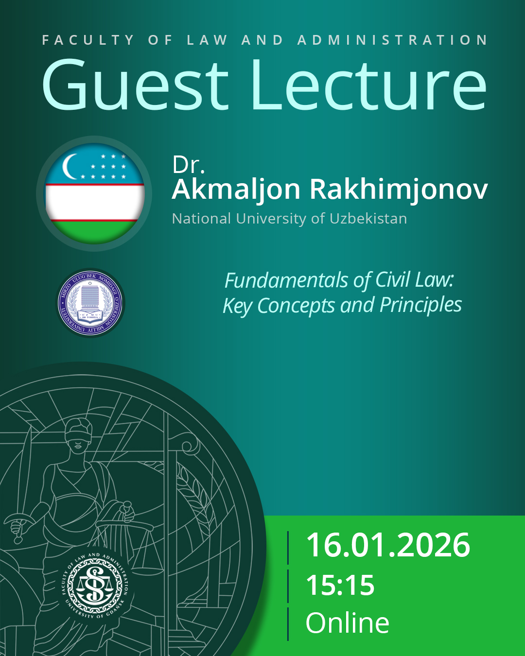 Guest Lecture by Dr. Rakhimjonov Akmaljon (Tashkent State University of Law, UZBEKISTAN)