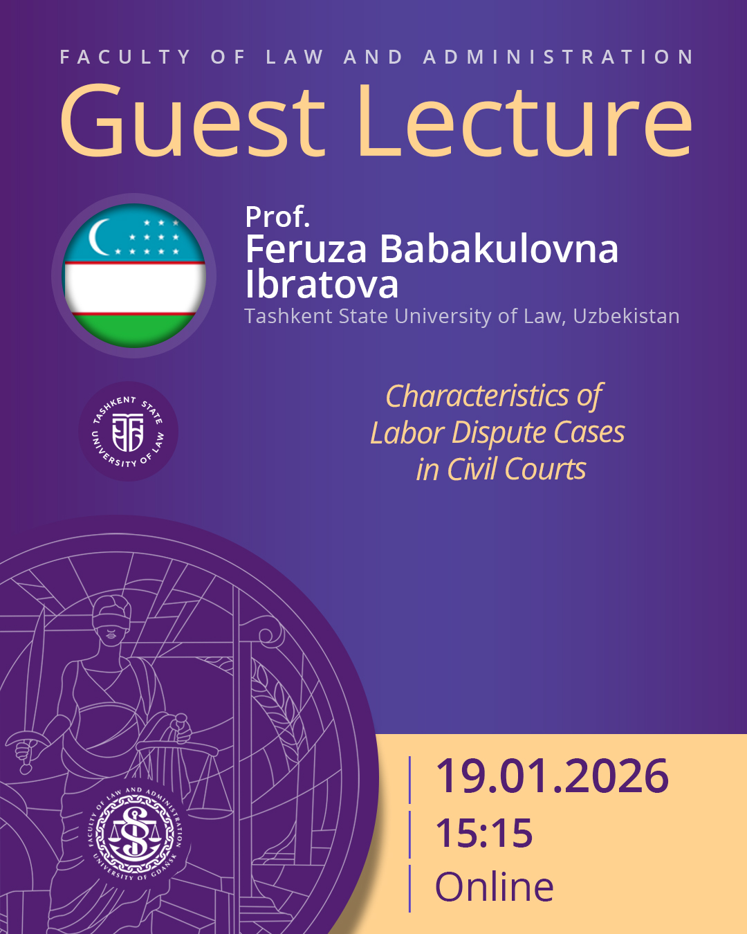 Guest Lecture by Prof. Feruza Babakulovna Ibratova (Tashkent State University of Law, UZBEKISTAN)