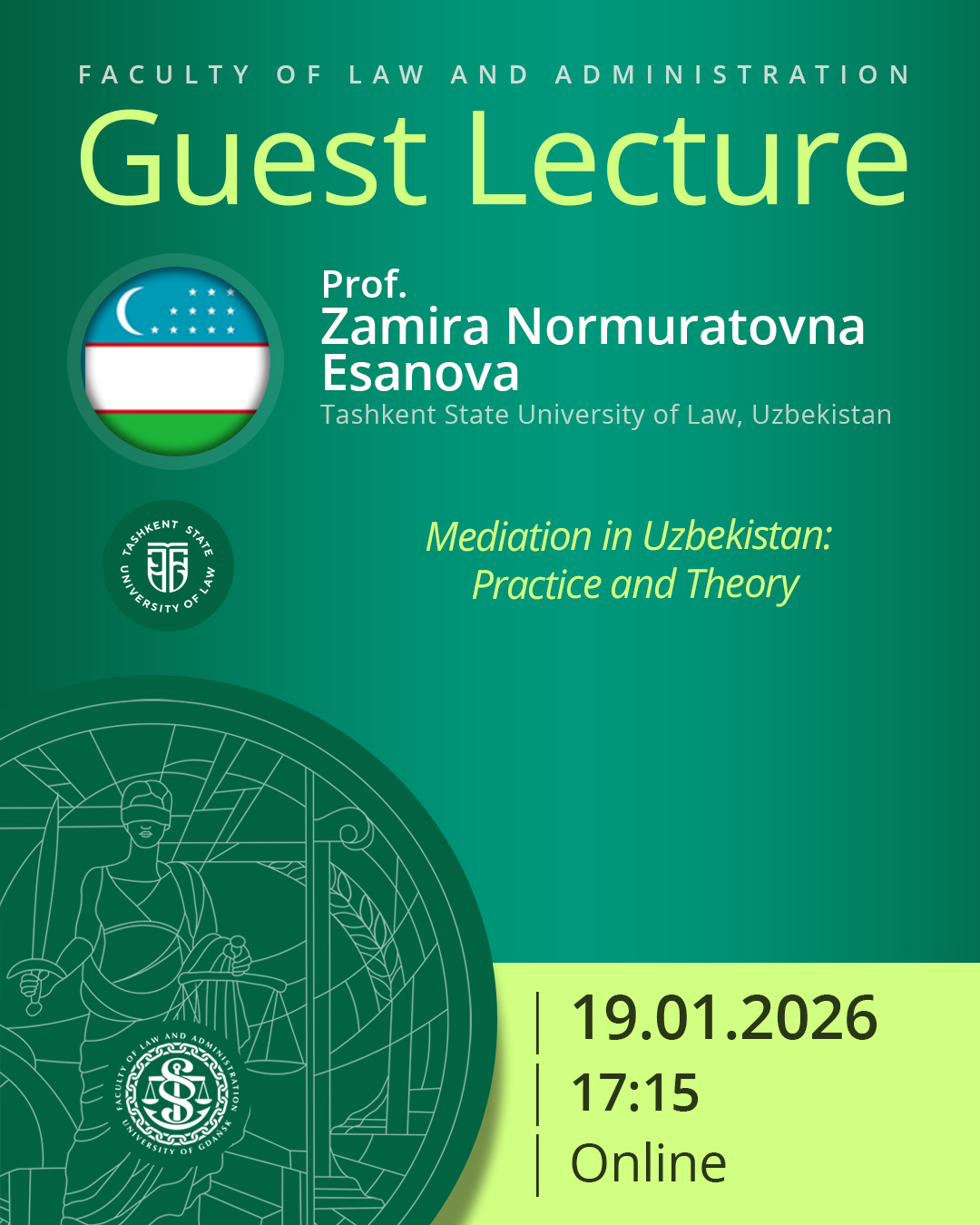 Guest Lecture by Prof. Zamira Normuratovna Esanova (Tashkent State University of Law, UZBEKISTAN)