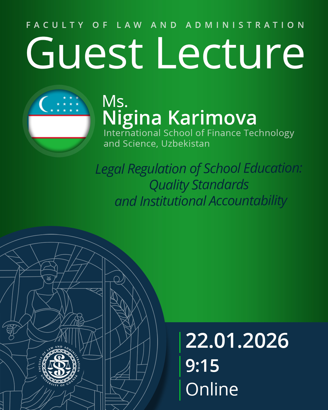 Guest Lecture by Ms. Nigina Karimova (International School of Finance Technology and Science - ISFT Institute, Samarkand Branch, UZBEKISTAN)