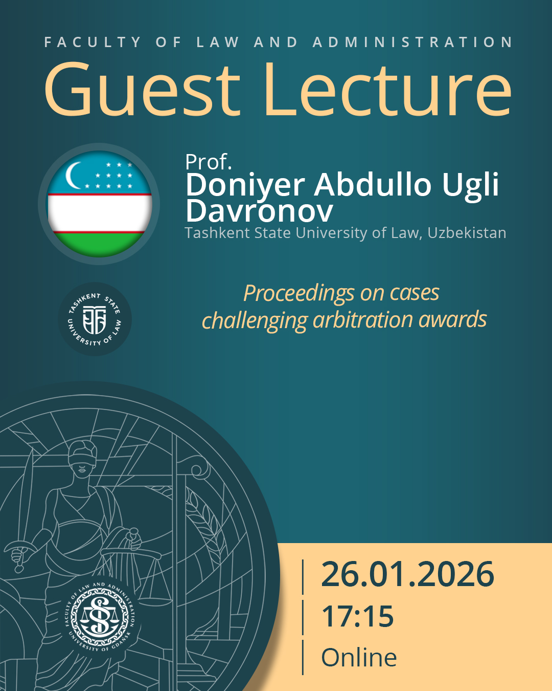 Guest Lecture by Prof. Doniyer Abdullo Ugli Davronov (Tashkent State University of Law, UZBEKISTAN)