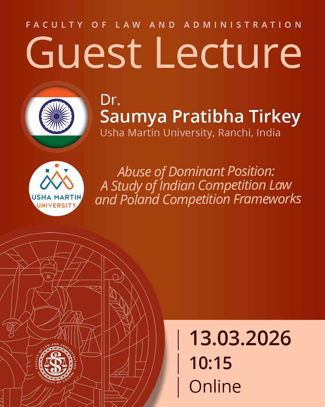 Guest Lecture by Saumya Pratibha Tirkey (Usha Martin University, Ranchi, INDIA)