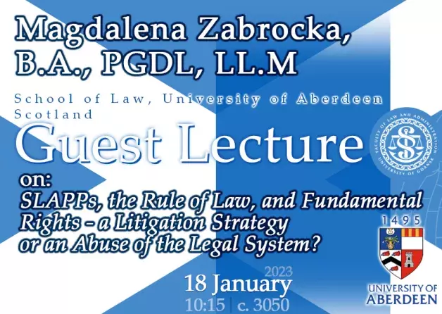 Invitation: Guest Lecture on SLAPP (Strategic lawsuit against public participation) by Magdalena…