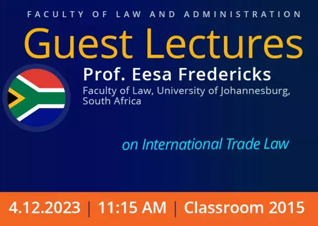 Guest Lectures by Prof. Eesa Fredericks (University of Johannesburg, South Africa)