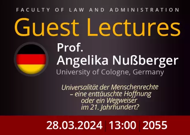 Guest lecture by Professor Angelika Nußberger from Cologne, Germany