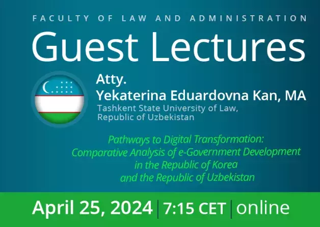 Guest Lecture by Atty. Ms. Yekaterina Eduardovna Kan, MA KAN, MA from The Tashkent State University…